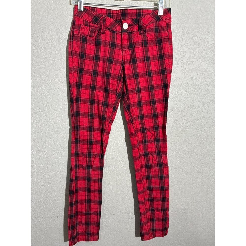 City Streets Pants Size 1 Red Black Plaid